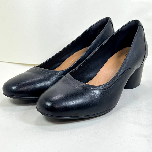 Clarks Shoes Clarks Unstructured Cosmo Step Pump High Heel Black Leather Women Size 85